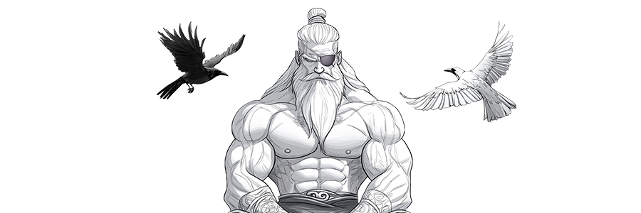 Odin, god of wisdom in the norse mythology in the gym