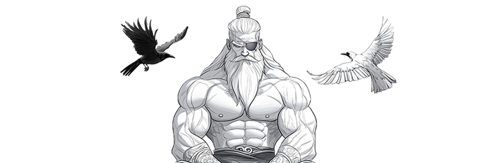 Odin, god of wisdom in the norse mythology in the gym