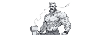 Thor, god of Thunder in the norse mythology in the gym